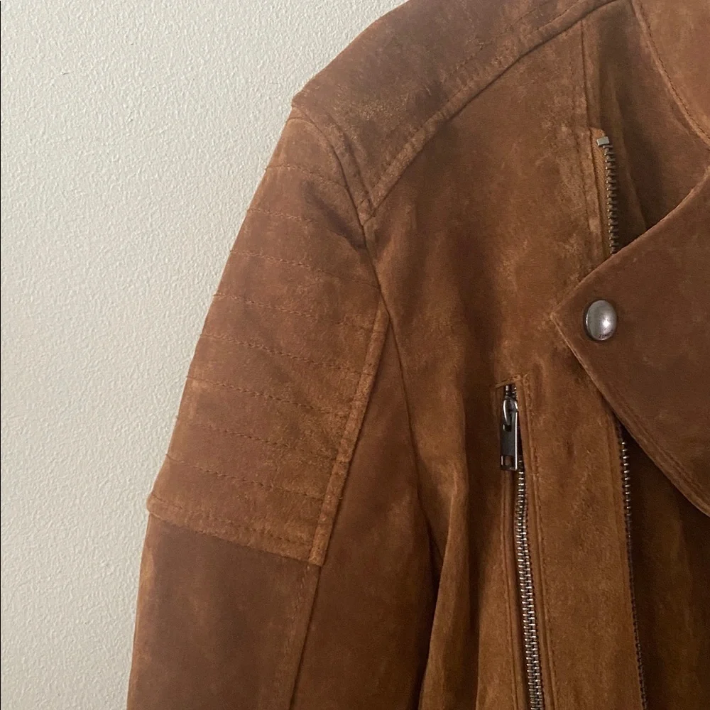 NWT EXPRESS Genuine Suede leather Peccary Quilted Biker Jacket size M